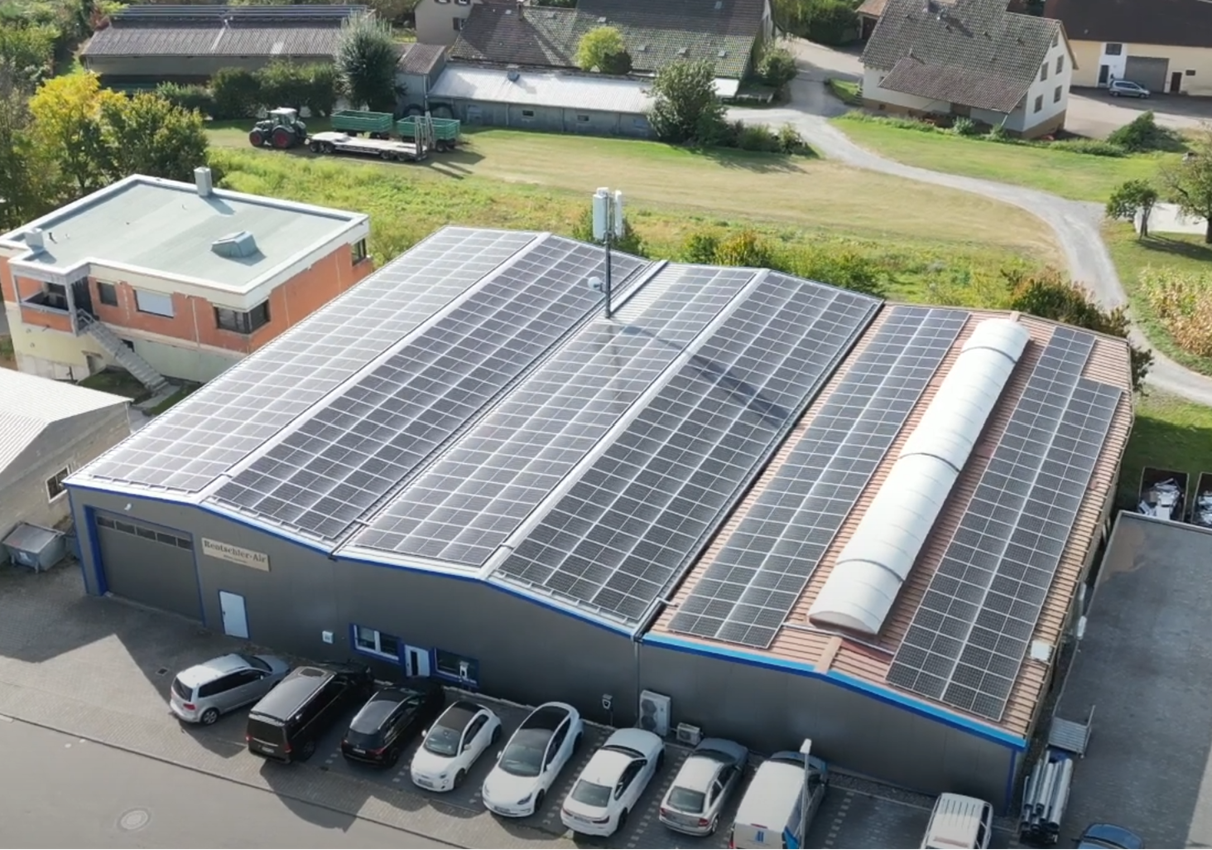 Modernised Rentschler Air premises with rooftop solar panels