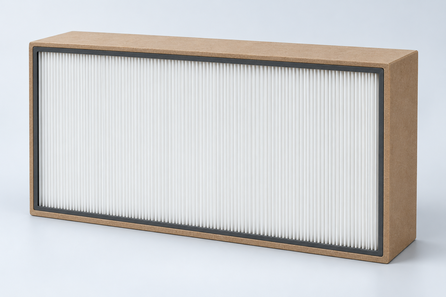 Symbolische Darstellung eines H13-HEPA-Filters mit MDF-Rahmen und feiner Faltung